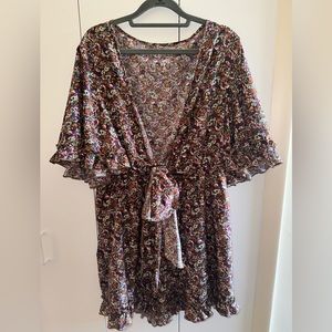 Brown floral romper